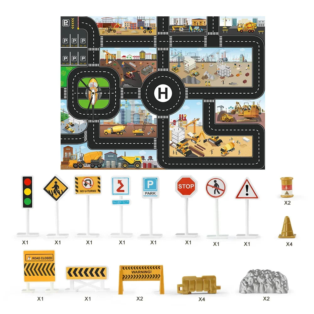 Large City Road Map DIY Scene Signs Car Parking Lot Game Children