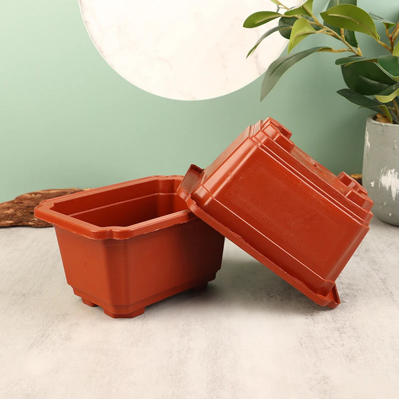 5Pcs Thicken Flowerpot Rectangular Indoor Plants Seedling Plastic Bonsai Home Office Cactus Pot Flower Pot Gardening Pot Peaceful Pleasures Health and Wellness