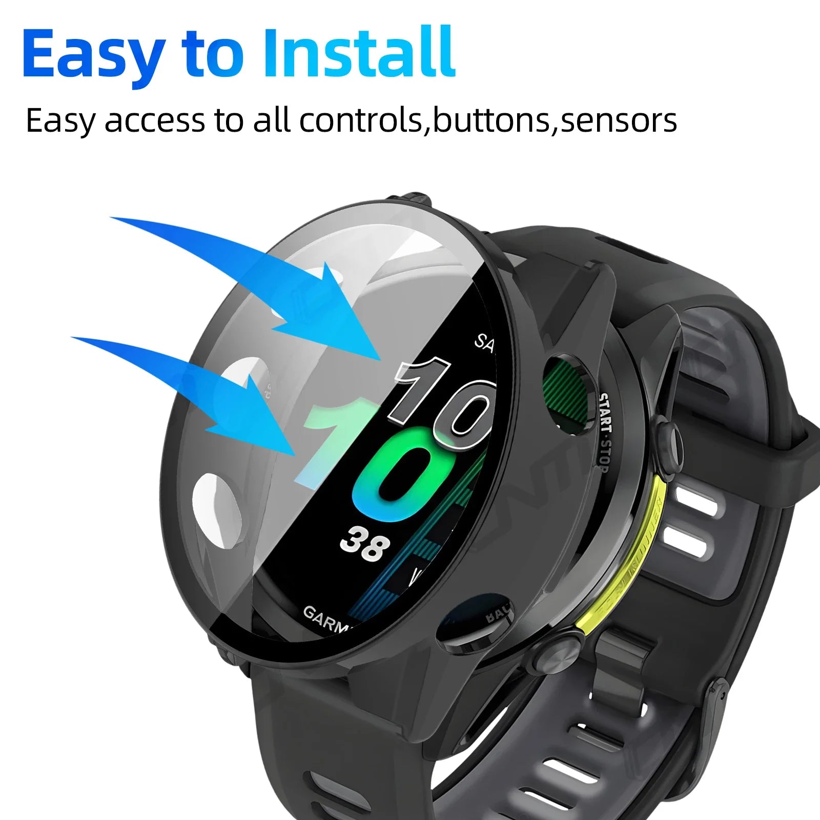 Garmin Forerunner 970 570 Tempered Glass Screen Protector & Case Peaceful Pleasures Health and Wellness