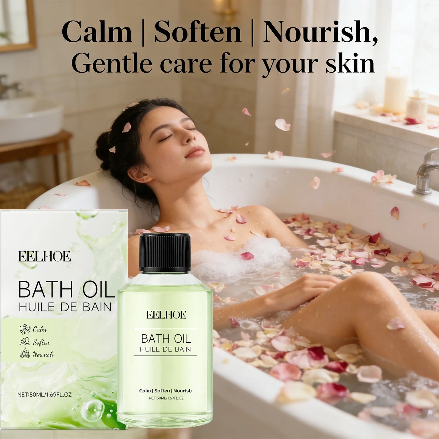 Moisturizes Bath Oil Remove Dirt Soothes Muscles Relieve Stress Promotes Relaxation Long Lasting Fragrance Body Care Shower Oil Peaceful Pleasures Health and Wellness 3 x 50ml Boxed