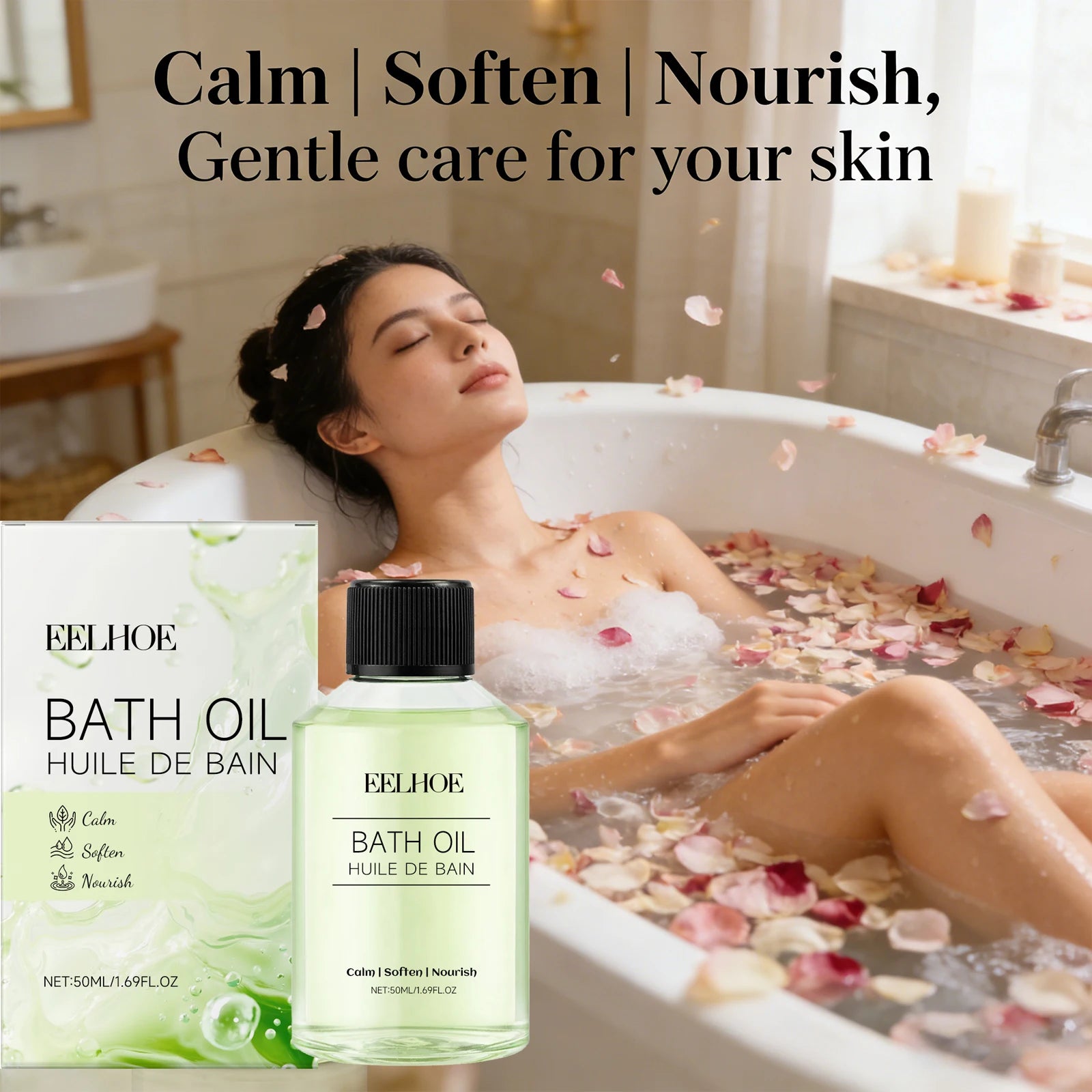Moisturizes Bath Oil Remove Dirt Soothes Muscles Relieve Stress Promotes Relaxation Long Lasting Fragrance Body Care Shower Oil Peaceful Pleasures Health and Wellness 3 x 50ml Boxed