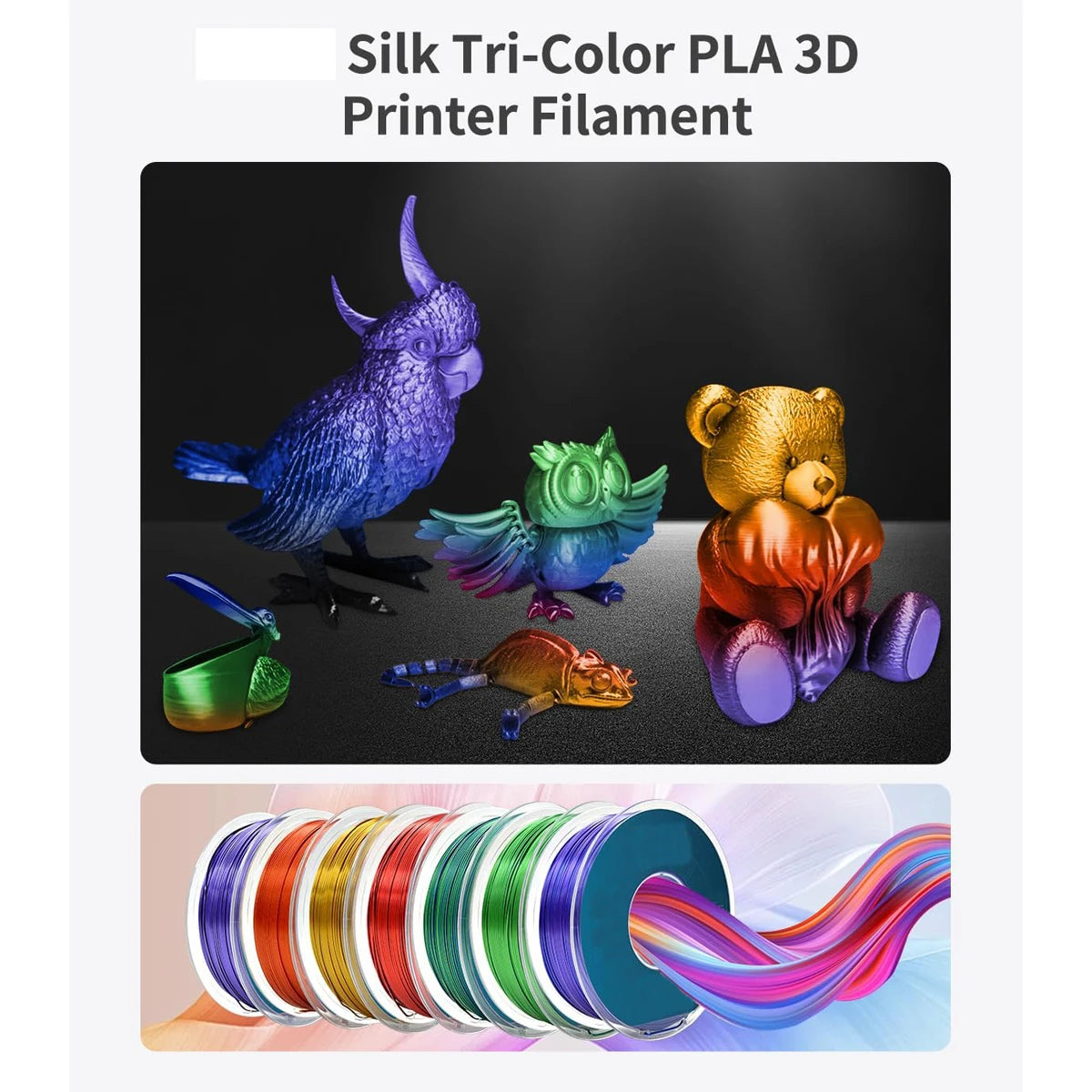 DINGSUN 3D Silk PLA Filament 1.75mm Shiny Clog-Free 0.25kg