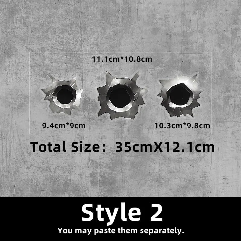 3-Pack Realistic Fake Bullet Hole Car Stickers Waterproof Sunproof Gunshot Decals Funny Prank Stickers to Cover Car Scratches Peaceful Pleasures Health and Wellness Style 2