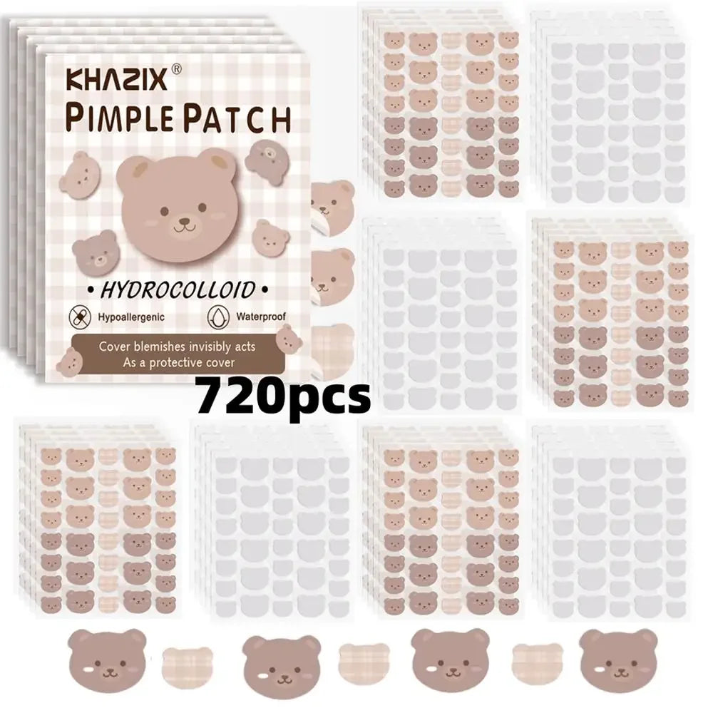 720/1020 Counts Bear Pimple Patches Cute Acne Patches with Hydrocolloid Waterproof For Zits Blemishes Breakouts Facial Skin Care Peaceful Pleasures Health and Wellness beige -720pcs
