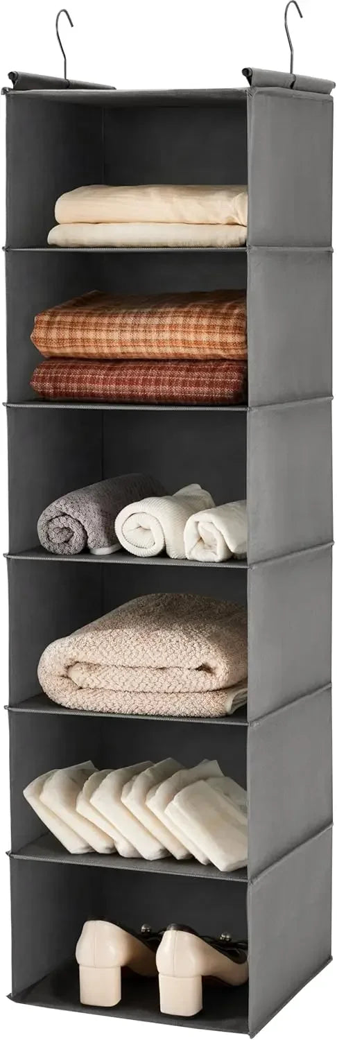 6-Tier Foldable Hanging Closet Organizer with Hooks, Space-Saving Peaceful Pleasures Health and Wellness United States