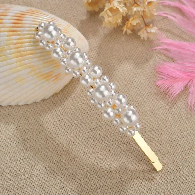10pcs Pearl Flower Hair Clips Barrettes Set for Women & Girls