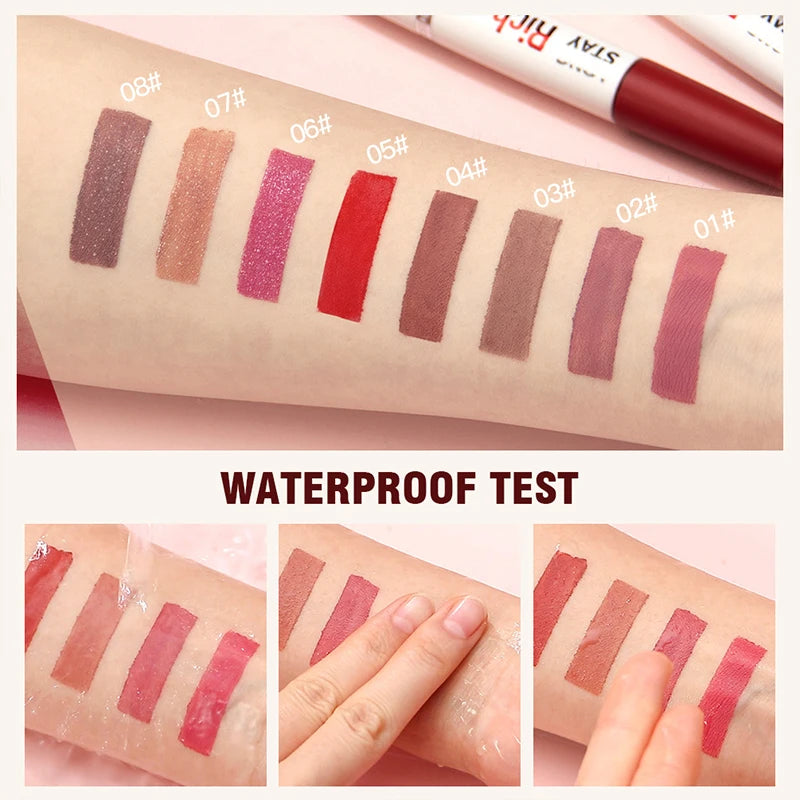 Double-ended Lip Glaze & Lip Balm Matte Misty Surface Non-stick Cup Non-fading Transparent Lip Gloss With Mirror Water Light Fee Peaceful Pleasures Health and Wellness
