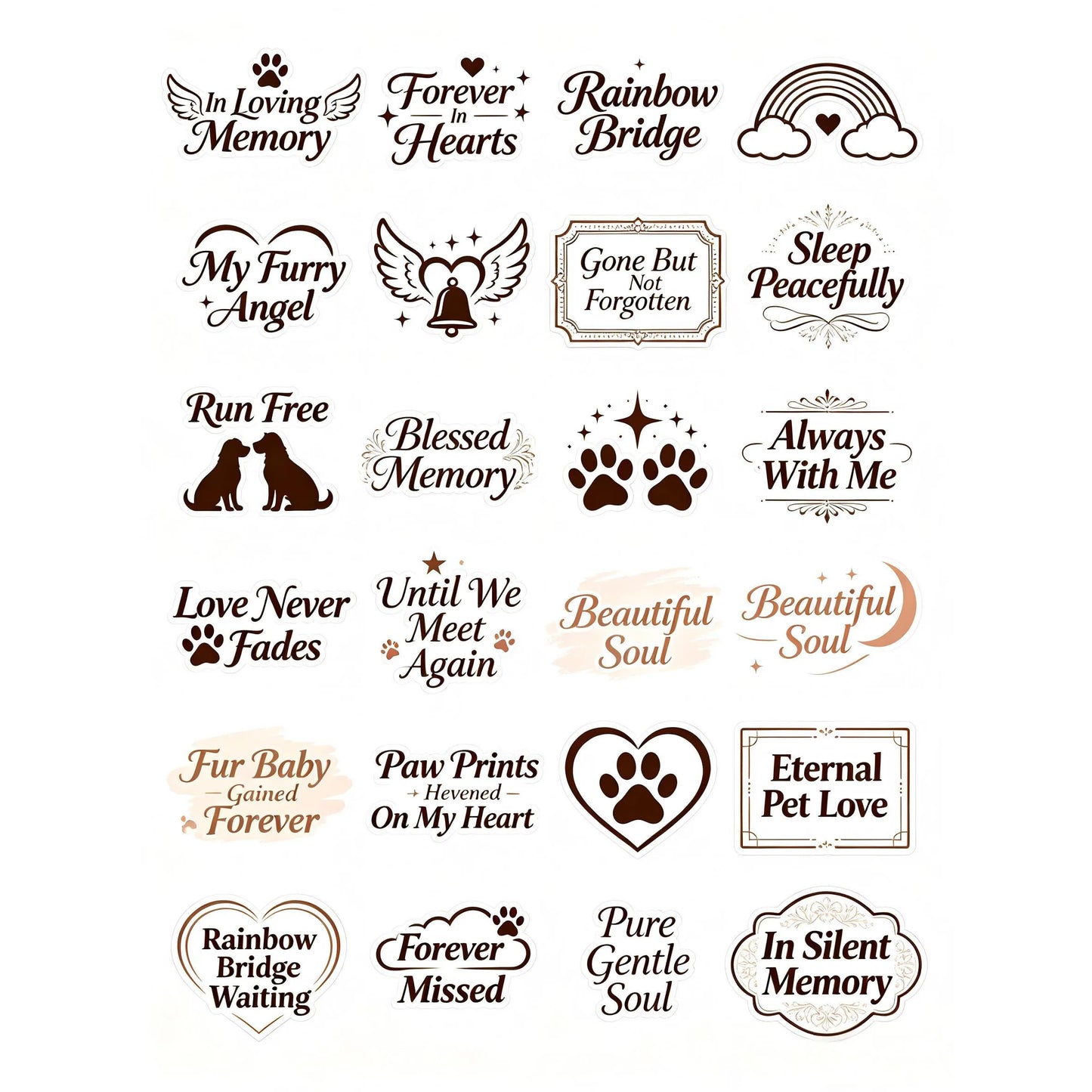 Pet Memorial UV Stickers | Paw Print Waterproof Decals for Urns