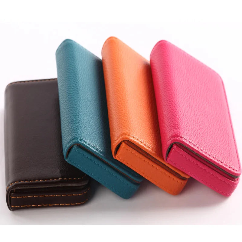PU Leather Business Card Holder – Magnetic Buckle & Slim Design