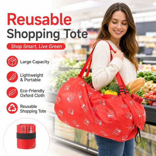 Large Capacity Eco Friendly Reusable Waterproof Heavy Duty Portable Folding Nylon Grocery Tote Bag for Supermarket Shopping Peaceful Pleasures Health and Wellness