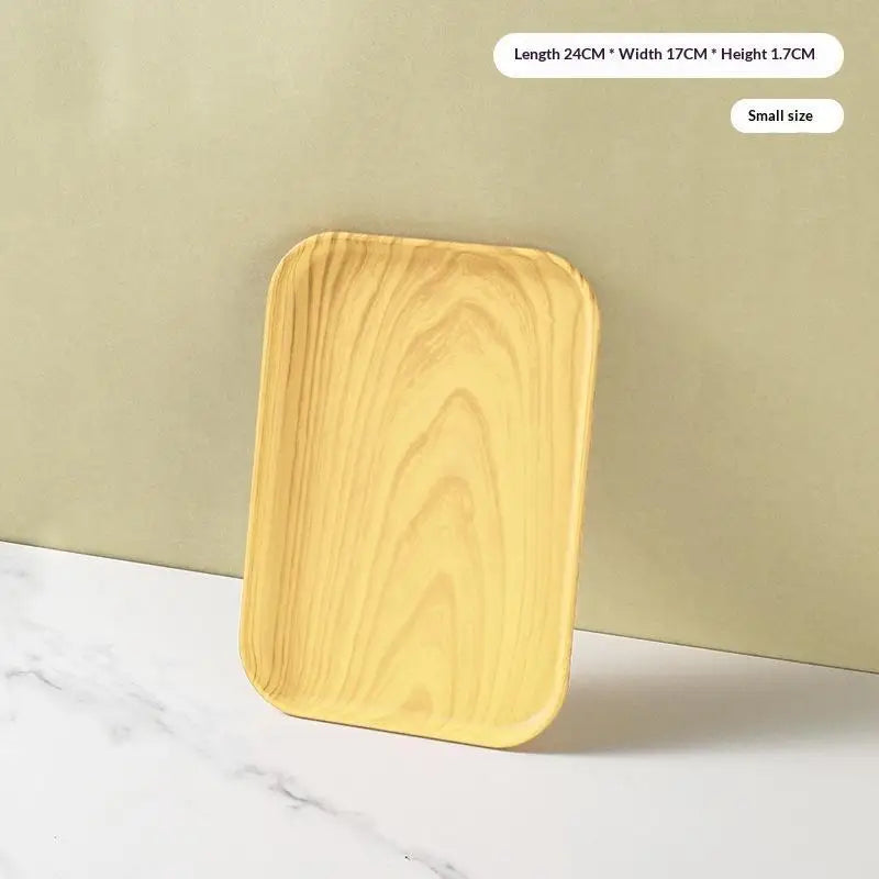 Wood Grain Stackable Serving Tray | Food-Safe PP Kitchen Tray