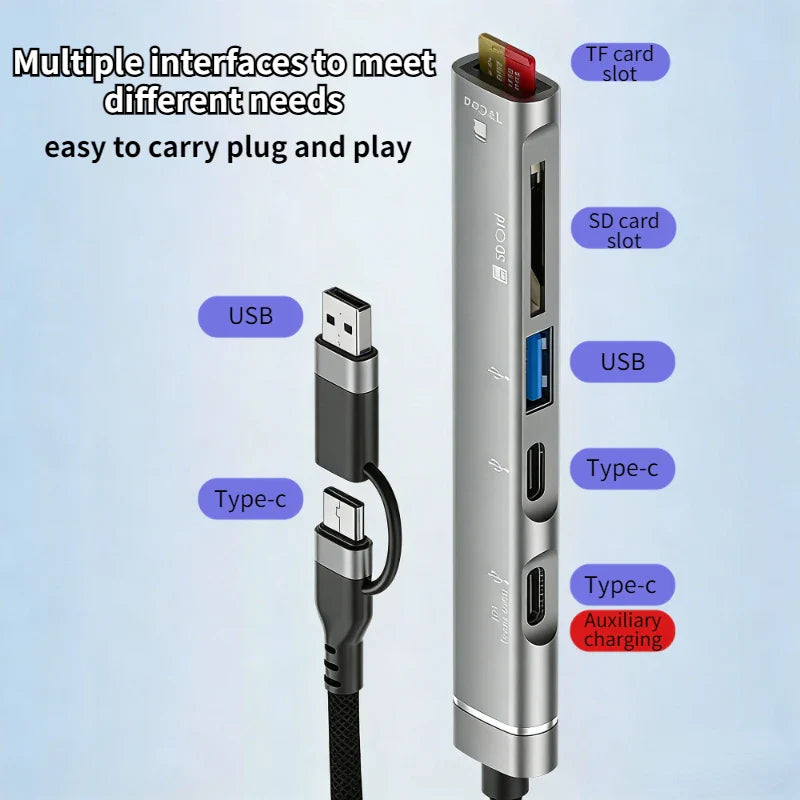 5-in-1 USB-C Hub Docking Station SD/TF Card Reader 5Gbps
