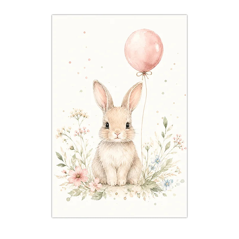 Nursery Animal Wall Art Cute Safari Canvas Painting Floral Poster Print Kids Bedroom Wall Decor Peaceful Pleasures Health and Wellness 01 21X30cm No Frame China Mainland