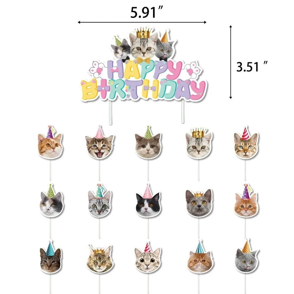 Cat & Dog Happy Birthday Banner Garland Party Decoration Set