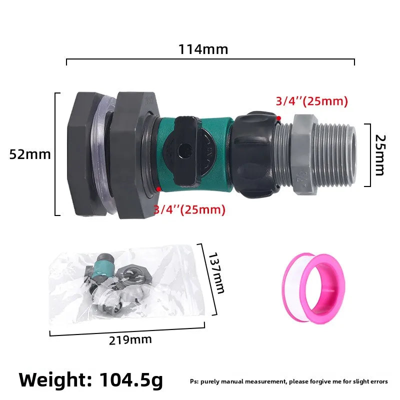 Garden Hose Inline Shut-Off Valve Quick Connector Fitting