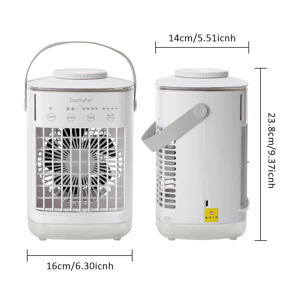 Portable USB Mist Fan 700ml | RGB Light, 3 Speeds & Timer
