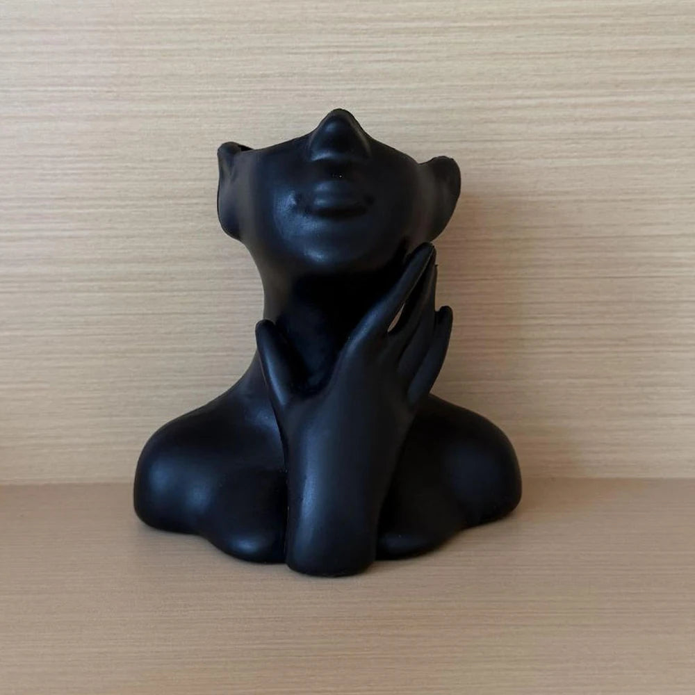 Female Head Vase, Human Body Vase, Plastic Small Flower Vase White Modern for Garden, Home, Living Room Decor,Table Art Statue Peaceful Pleasures Health and Wellness