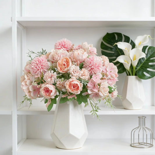 Silk Peony & Hydrangea Artificial Flower Bouquet – Wedding Décor Artificial Flower Bouquet Peaceful Pleasures Health and Wellness