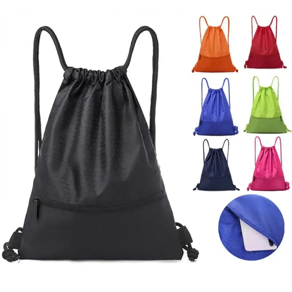 Large Drawstring Backpack – Nylon Gym, Basketball & Sports Bag