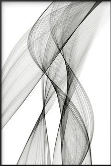 Abstract Geometric Black & White Wavy Canvas Wall Art Print