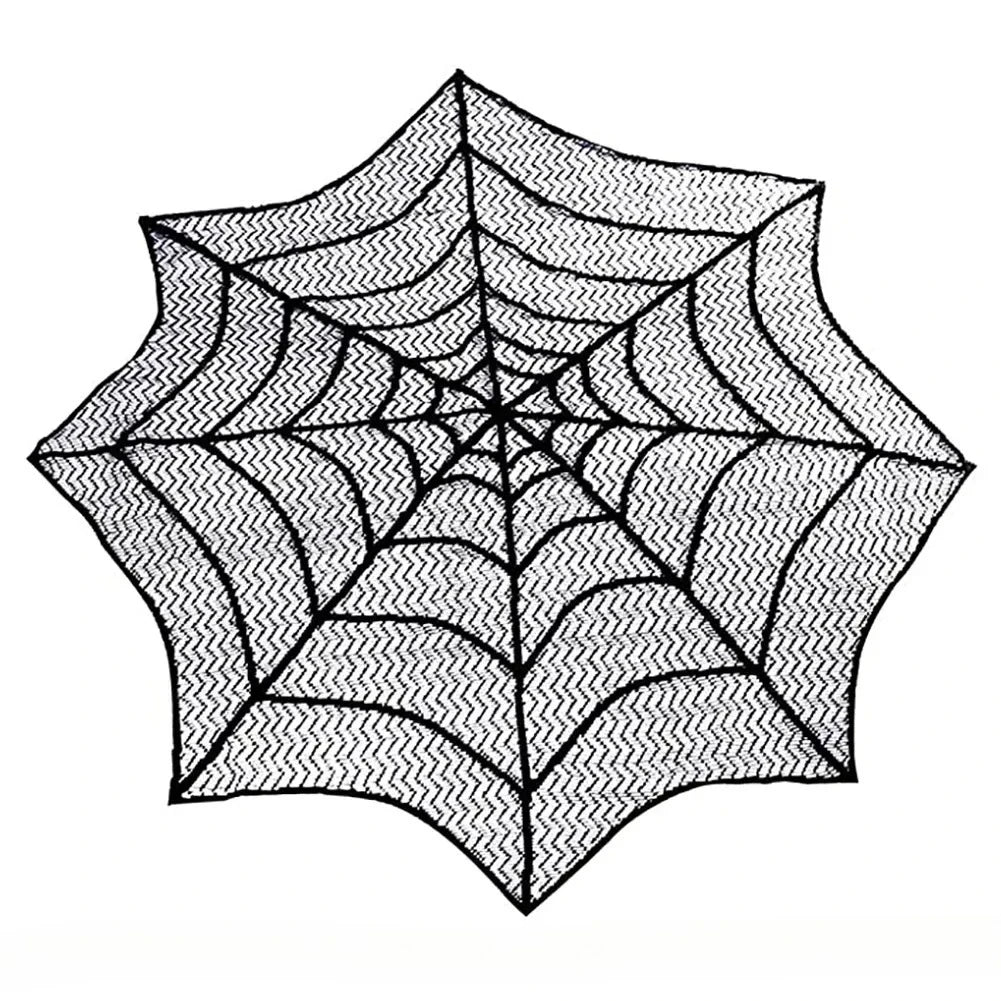 Halloween Black Lace Tablecloth Spider Web Table Runner Decor