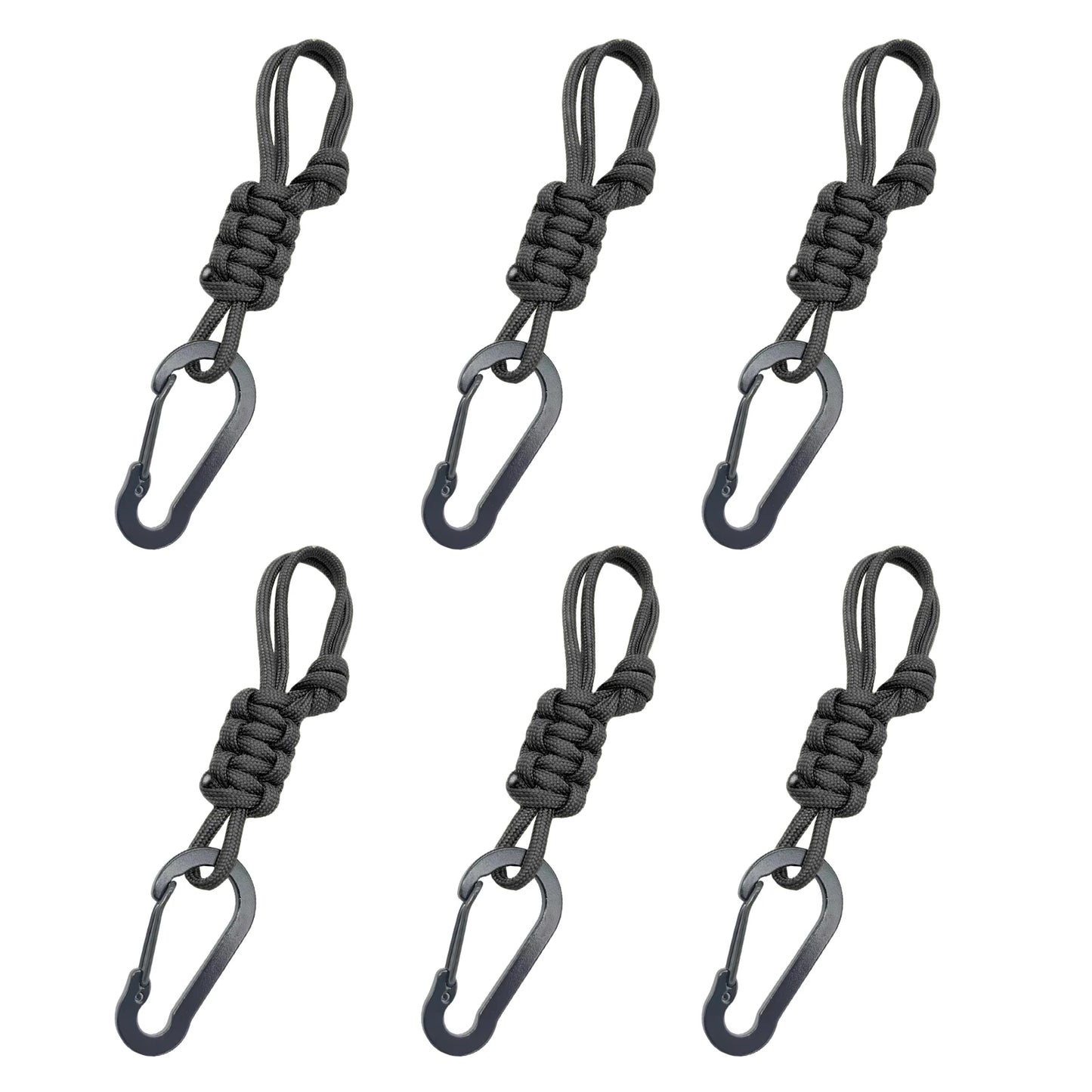 6 Pack Paracord Keychains Adjustable Buckle Braided Lanyard Ring Hook Multifunctional for Camping/Hiking/Fishing/Traveling Peaceful Pleasures Health and Wellness Black