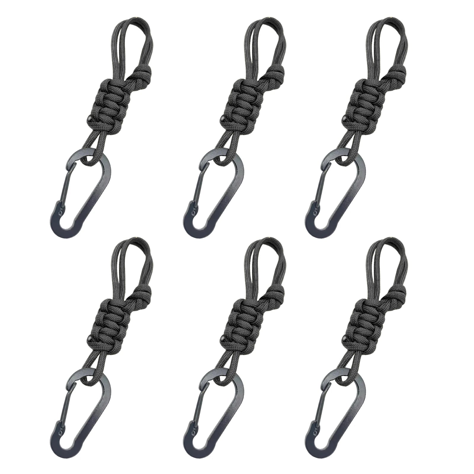 6 Pack Paracord Keychains Adjustable Buckle Braided Lanyard Ring Hook Multifunctional for Camping/Hiking/Fishing/Traveling Peaceful Pleasures Health and Wellness Black
