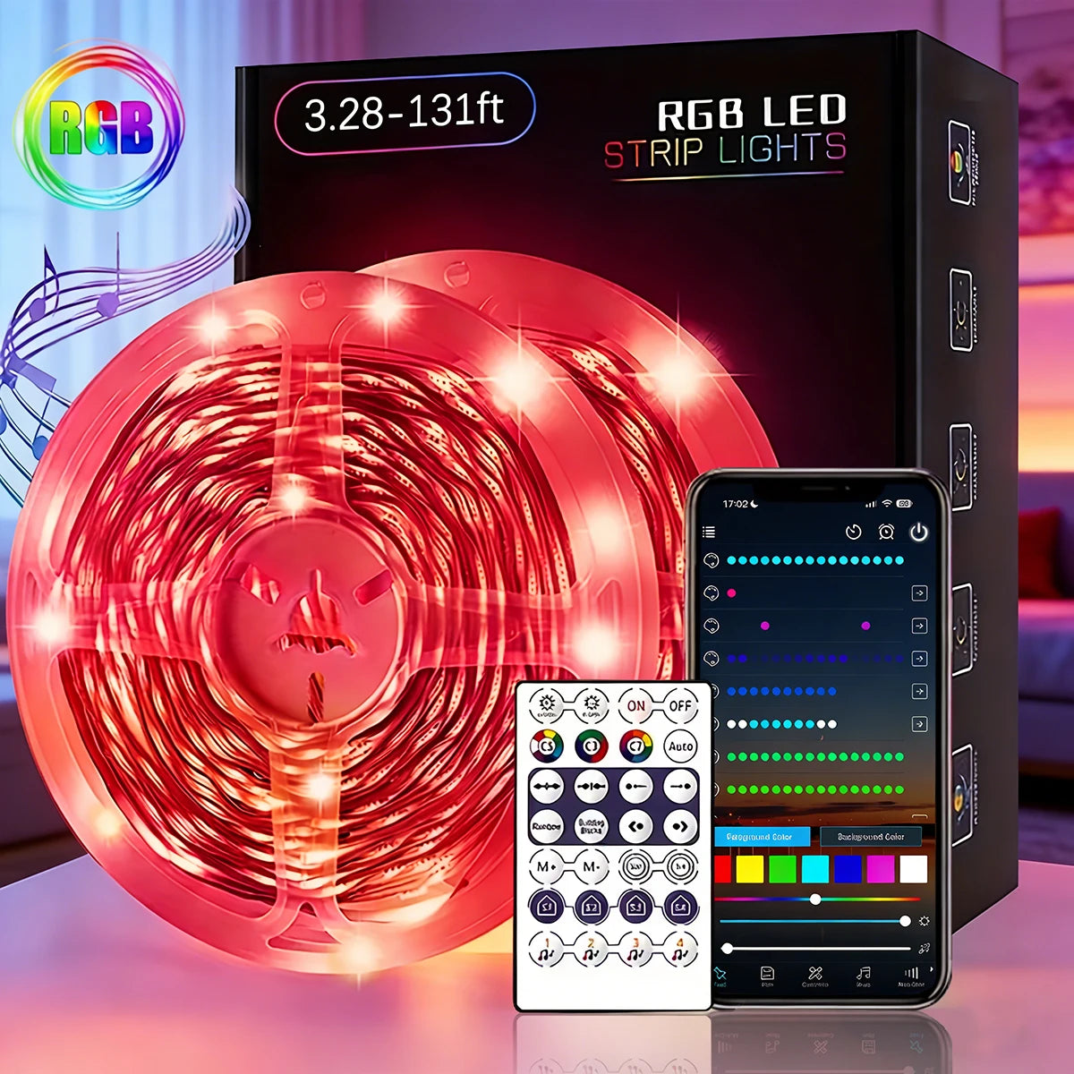 RGBIC LED Strip Lights | App & Remote Music Sync Color Changing