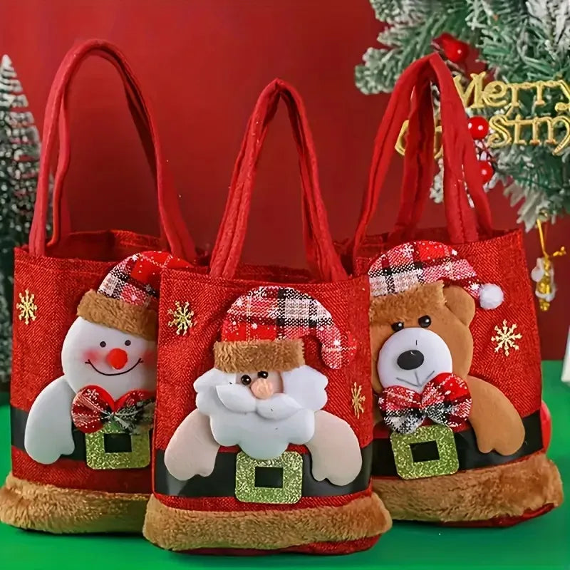 Reusable Christmas Gift Bags – Santa Reindeer Snowman Designs