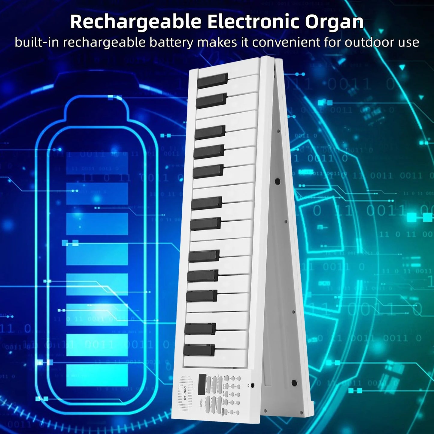 61-Key Foldable Electronic Piano LED Display Rechargeable Battery