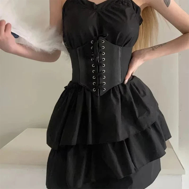 Women's Gothic Corset Belt – PU Lace-Up High Waist Wide Belt