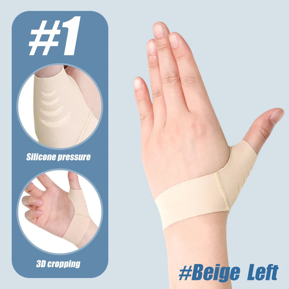 1Pcs Elastic Thumb Support Brace Layer - Soft Thumb Compression Sleeve Protector for Relieving Pain,Joint Pain,Tendonitis,Sports Peaceful Pleasures Health and Wellness 1-Beige-Left M