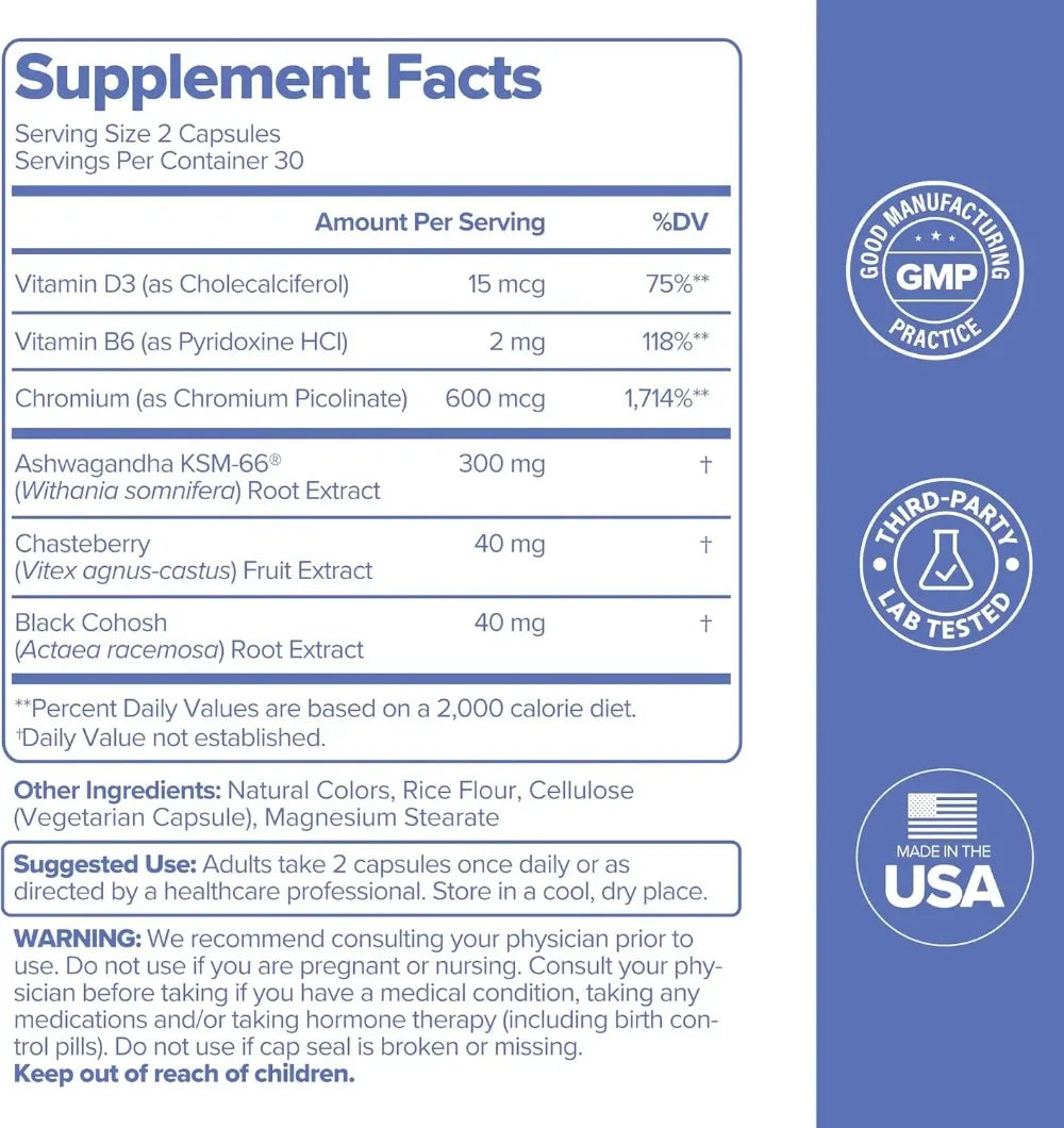 Women's Vegan Vitamin D3 & B6 Hormone Balance – 60 Capsules