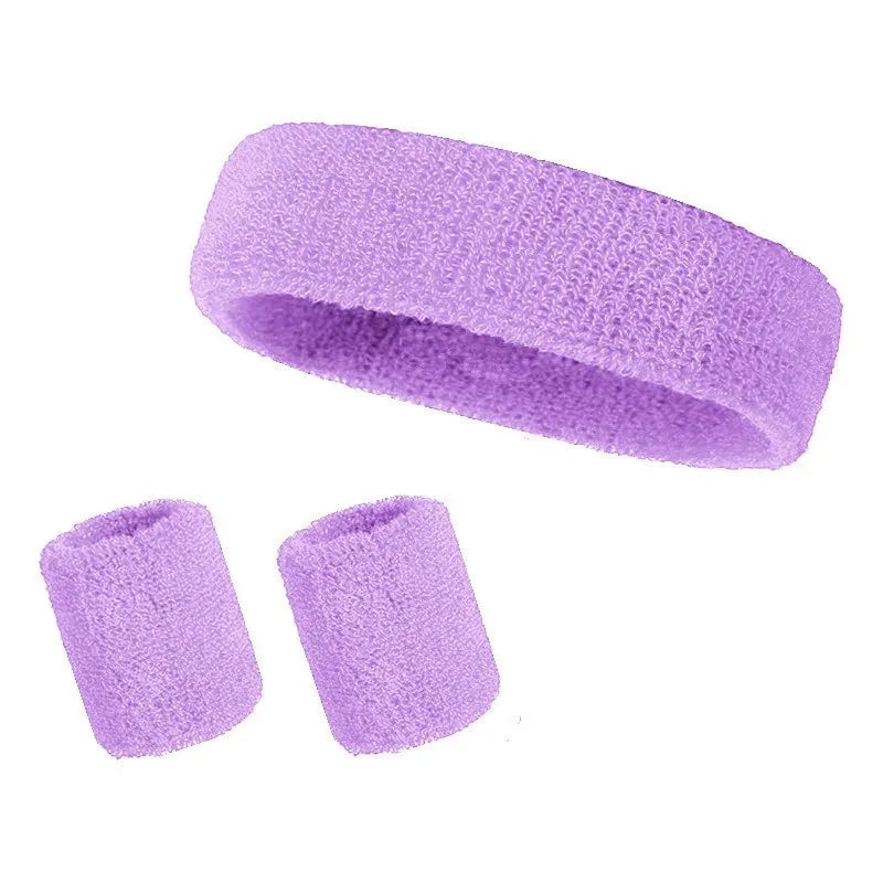 New Hot Athletic Sweatband Hairband Headband Wristband Set in 3-Pack Cotton Head Sweat Bands for Running, Cycling, Yoga, Spa Peaceful Pleasures Health and Wellness light purple