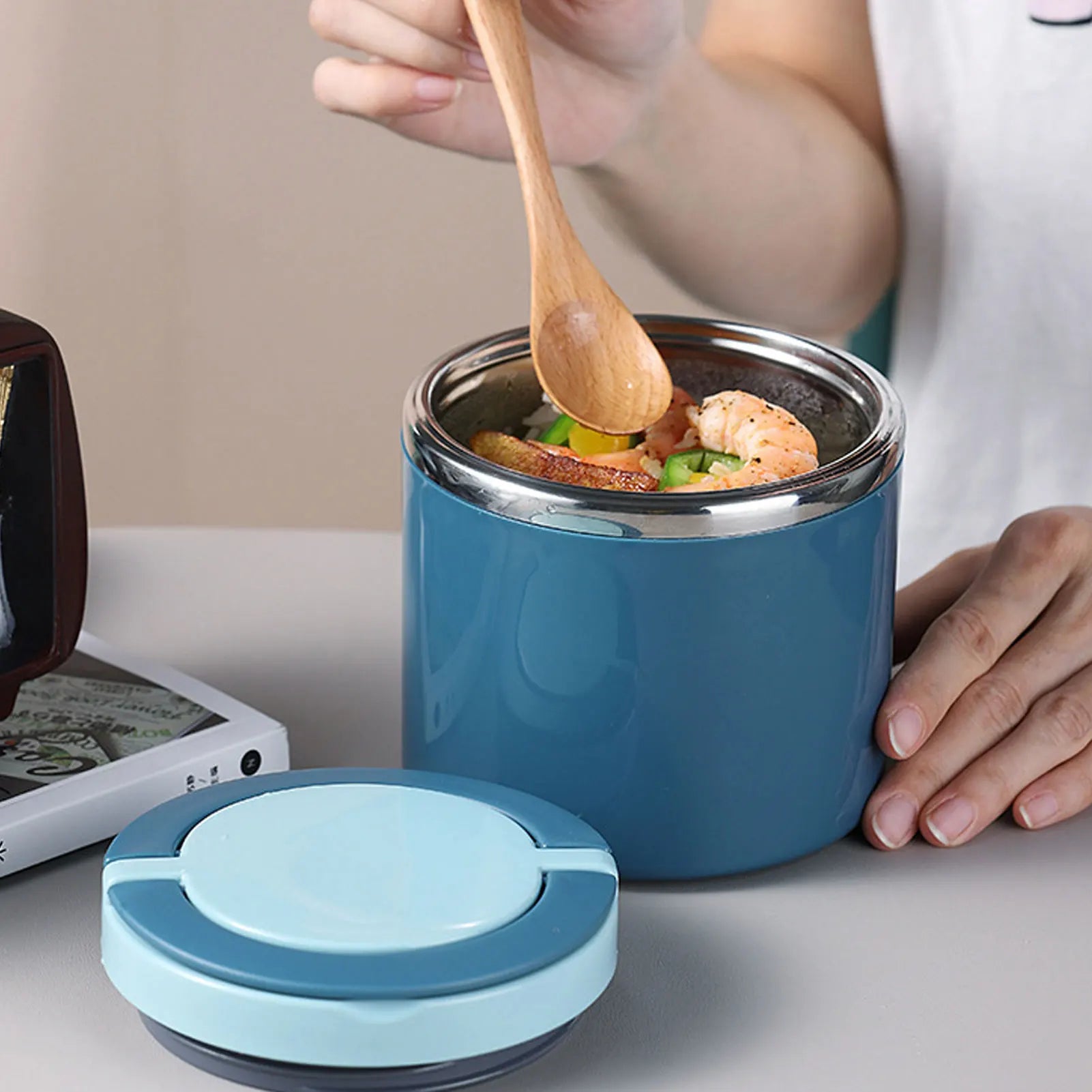 Lunch Box Food Containers Stainless Steel Large Capacity Snack Box Container For Outing Camping Traveling Peaceful Pleasures Health and Wellness
