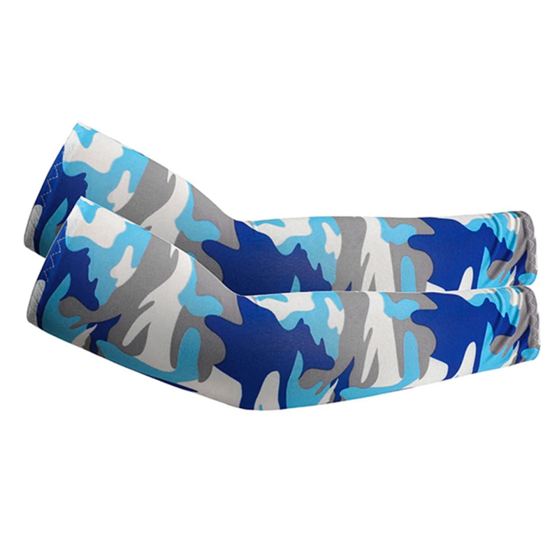 Unisex Cooling Arm Sleeves Elbow Cover Cycling Run Fishing UV Sun Protection Outdo Cool Arm Sleeves Peaceful Pleasures Health and Wellness Camouflage sky blue