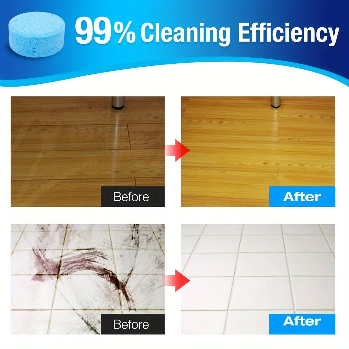 Hard Floor Cleaner Tablets - Pre-Measured Dissolvable Tablets for Hardwood, Tile and Vinyl Floors.Used For Stain Remove Peaceful Pleasures Health and Wellness