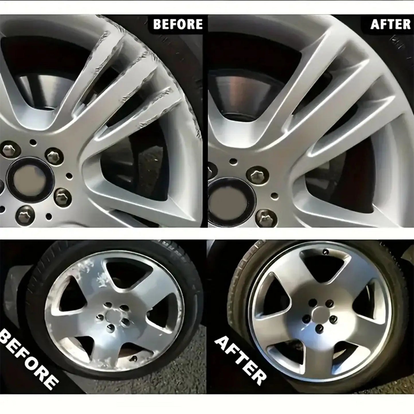 Wheel Rim Scratch Repair Wax & Metal Polish Kit – Chrome & Aluminum
