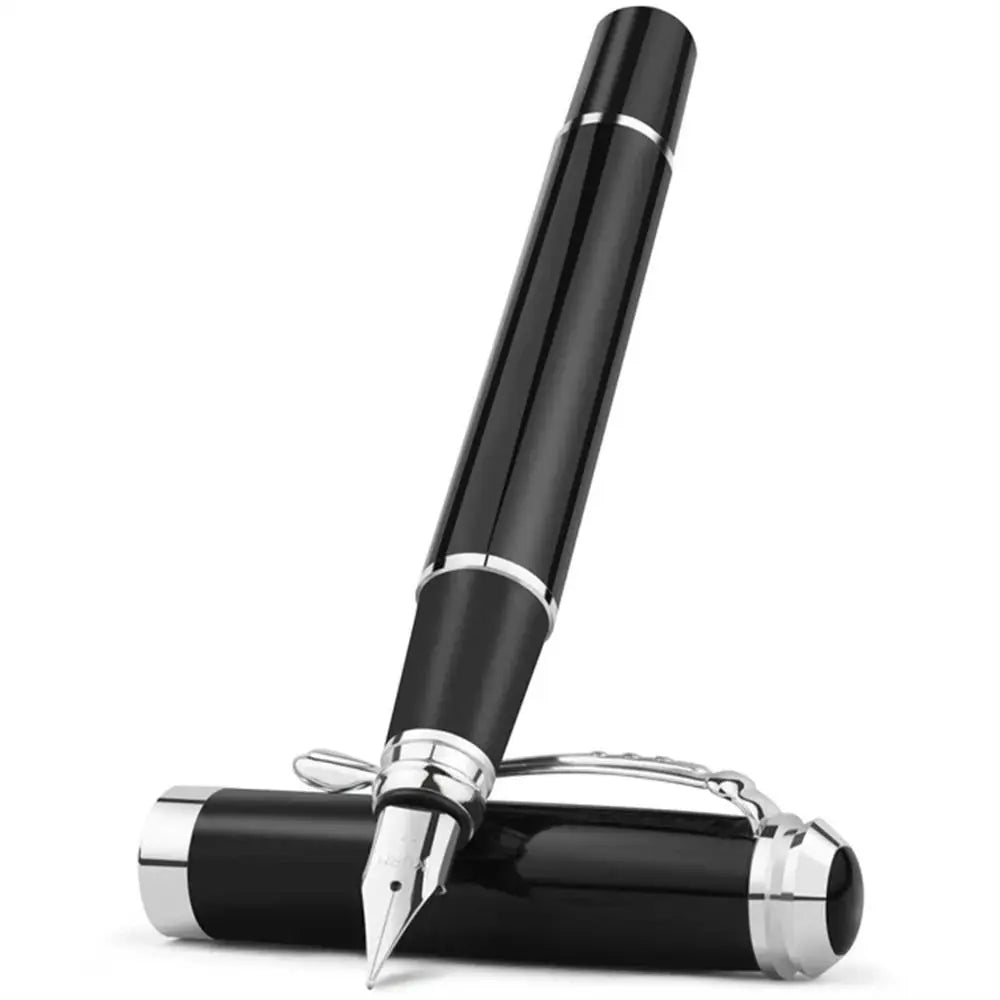 School Supplies Calligraphy Fountain Pen Golden Trim Drawing Business Fountain Pen Black 0.38mm Writing Ink Pen Gift Pen Peaceful Pleasures Health and Wellness Silver