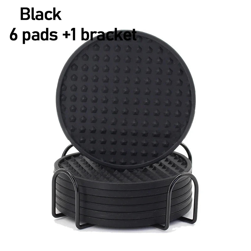 6-Pack Silicone Coasters – Heat Resistant Round Drink Mats 10cm
