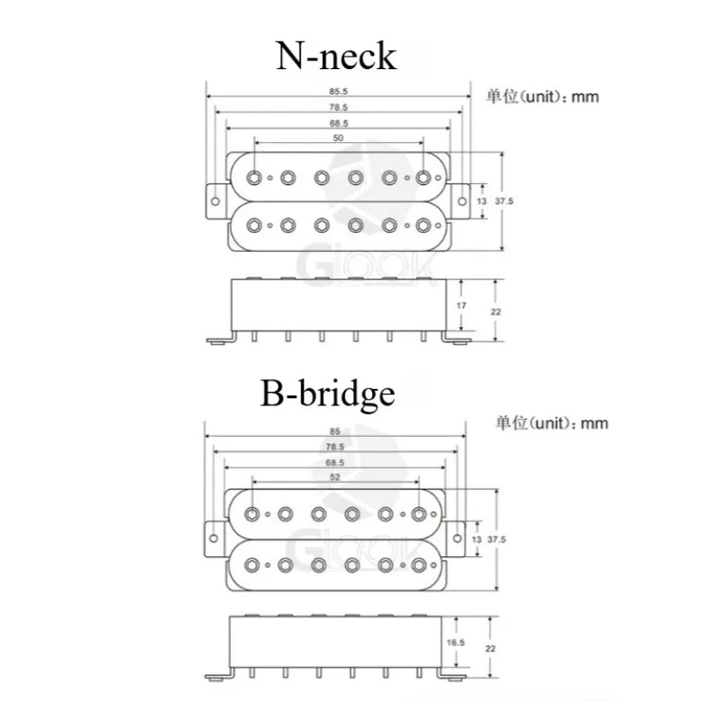 Electric Guitar Double Coil Pickup 12 6 Angle Four Guide Musical