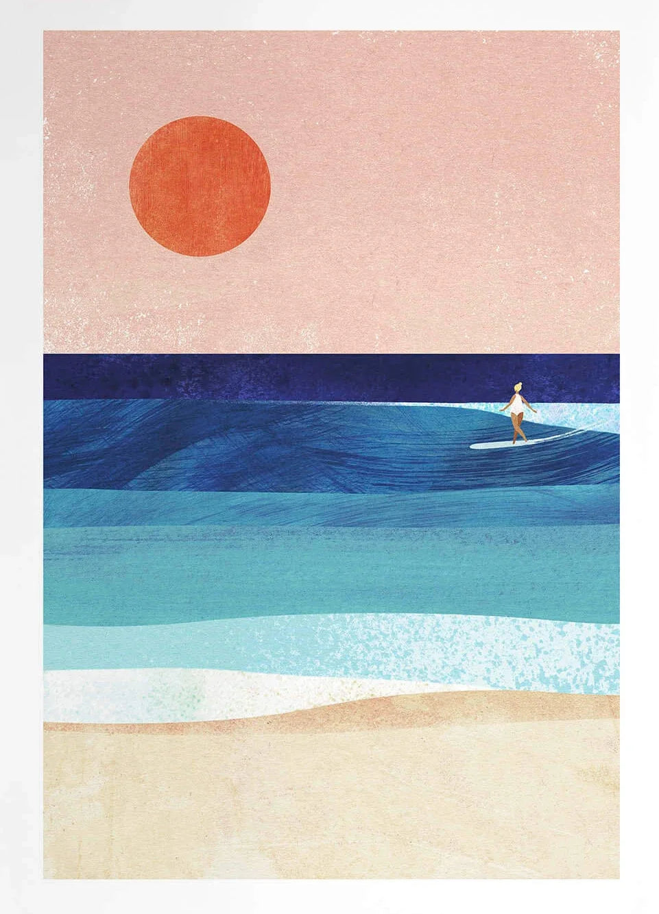 Canvas Painting Wall Art Picture Simple Outdoor Summer Beach Scenery Poster Sunset Surfers Swimming Ocean Living Room Home De Peaceful Pleasures Health and Wellness