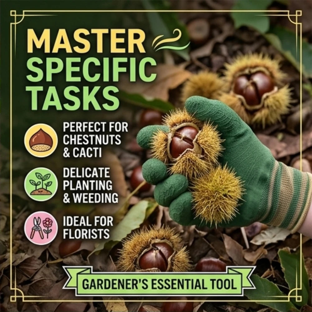 Garden Working Gloves Thorn Proof Waterproof Protection Latex Dip Wear-Resistant Safety Glove for Picking Chestnuts and Flowers Peaceful Pleasures Health and Wellness