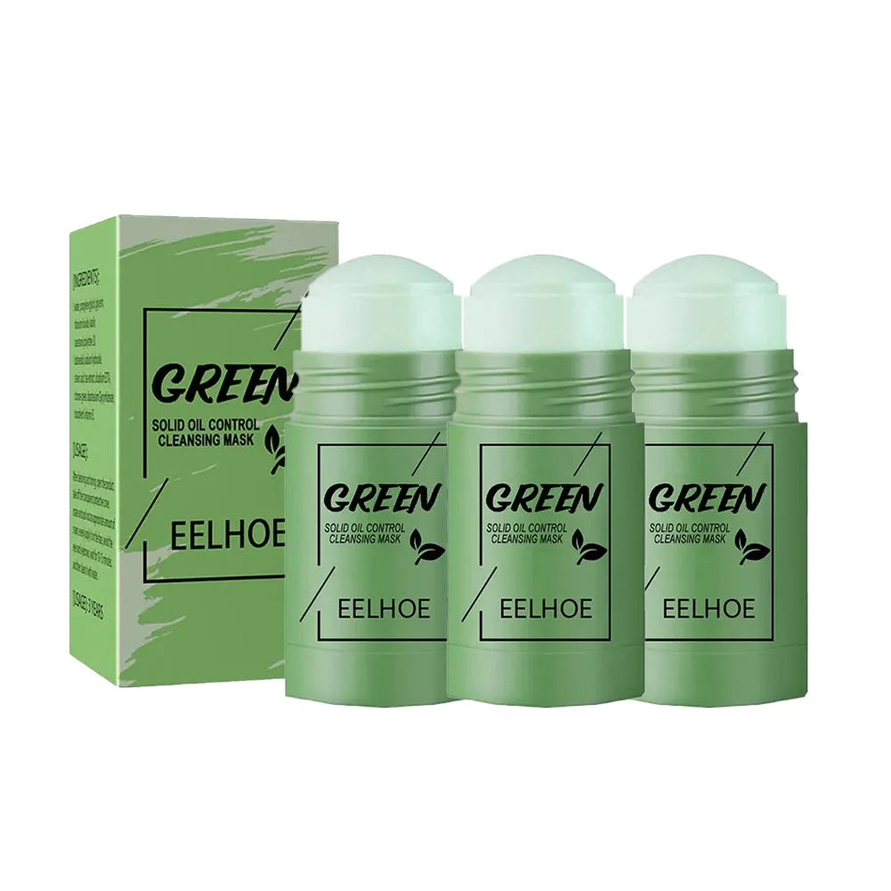 1~5PCS Green Tea Clay Stick For Face Green Mask Stick Smear Acne Shrink Blackhead Green Tea Extract Facial Mask Pore Cleansing Peaceful Pleasures Health and Wellness 3pcs