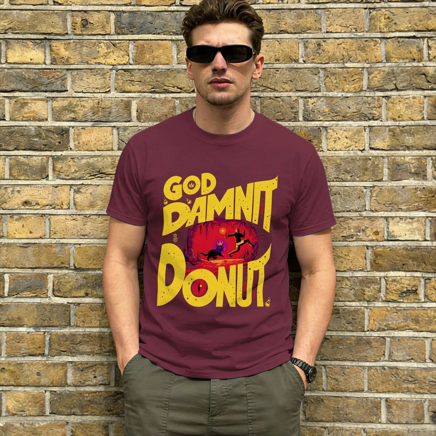 Dungeon Crawler Carl T-Shirt Summer Harajuku T Shirts Men Pure Cotton O Neck Oversized Top Tees Short Sleeve Classic Tshirt Peaceful Pleasures Health and Wellness Burgundy S