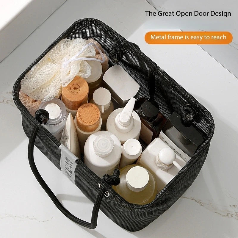 Collapsible Mesh Drain Basket 2in1 Travel Toiletry Swimming Organizer Large Portable Carry Handle Eco Friendly Storage Peaceful Pleasures Health and Wellness