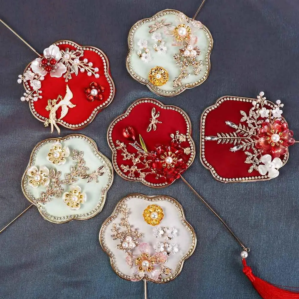 Vintage Chinese Silk Fan with Tassels & Pendant | Bridal Wedding