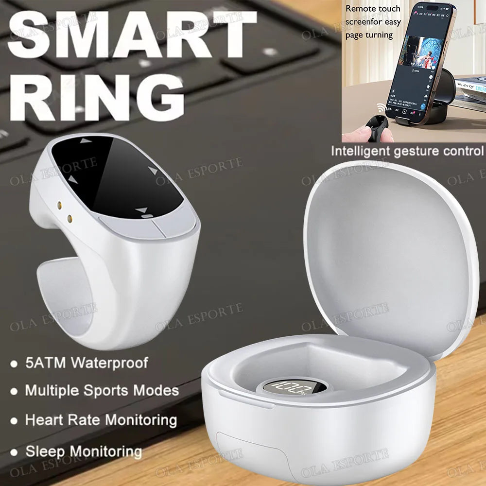 Bluetooth Remote Ring – Page Turner, Camera & Music Control Peaceful Pleasures Health and Wellness White