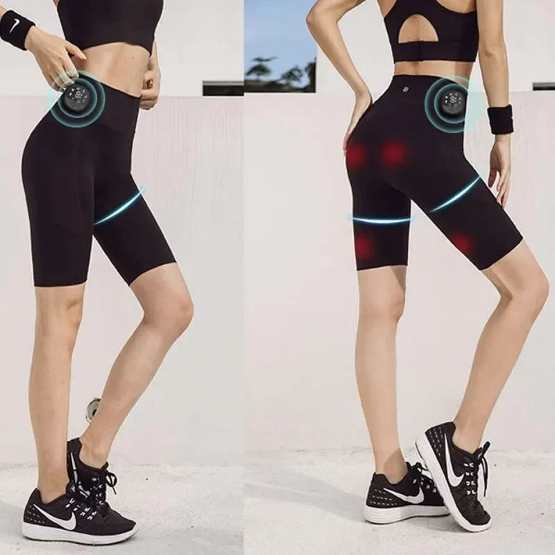 High Waist EMS Massage Yoga Pants with Buttock Muscle Stimulator 8 Modes 19 Intensity Levels Washable Exercise Fitness Shorts Peaceful Pleasures Health and Wellness