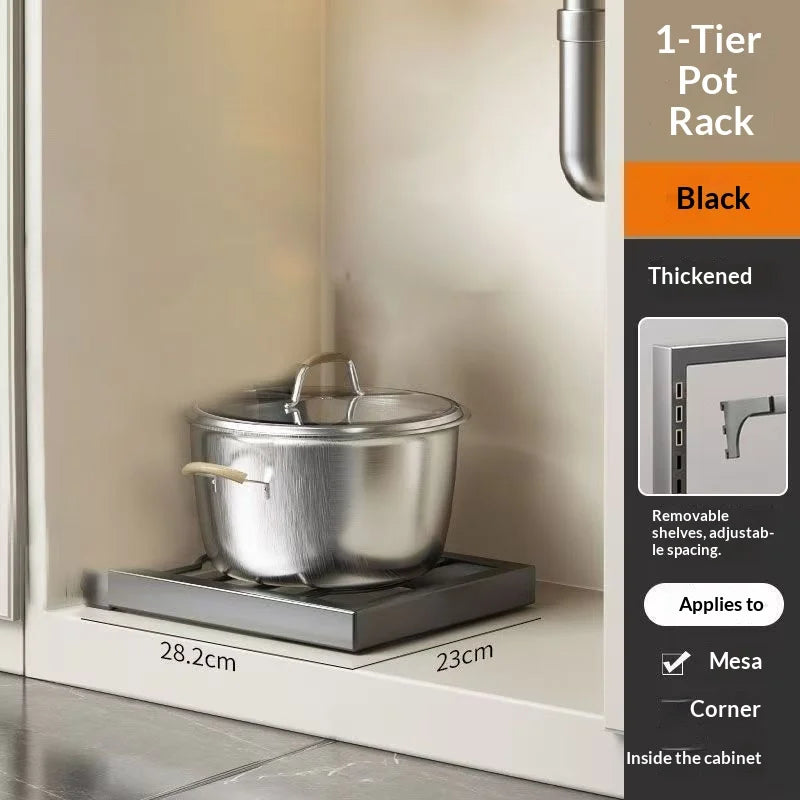Stainless Steel Multi-Layer Pot Rack Under-Sink Organizer